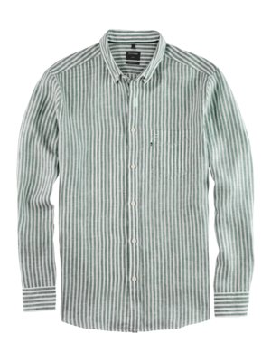 Casual, Regular Fit Leinenhemd mit Streifen-Muster 