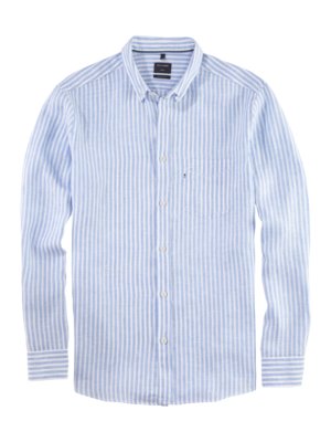 Casual, Regular Fit Leinenhemd mit Streifen-Muster 