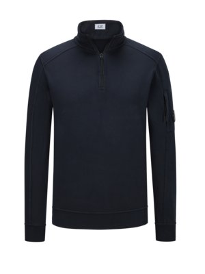 Fleece-Sweatshirt mit Half-Zip und Label-Patch am Arm