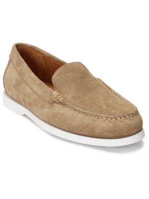 Loafer aus Veloursleder mit Steppnaht