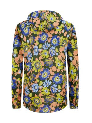 Tunica-Leinenhemd-mit-Kapuze-und-floralem-Print