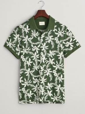 Poloshirt mit floralem Print in Piqué-Qualität