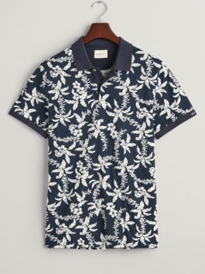 Poloshirt-mit-floralem-Print-in-Piqué-Qualität