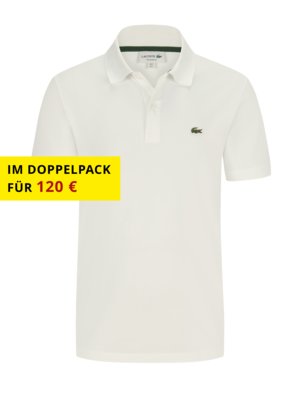 Stretch-Poloshirt in Waffelpiqué mit Krokodil-Aufnäher, Regular Fit