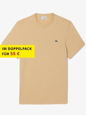 Leichtes T-Shirt mit kleiner Krokodil-Stickerei, Regular Fit