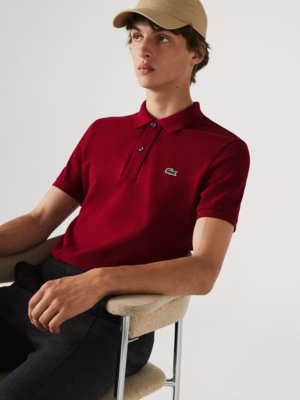 Poloshirt-in-Piqué-Qualität-mit-Krokodil-Aufnäher,-Slim-Fit