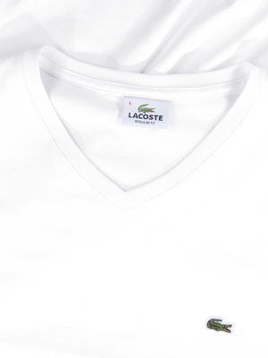 T-Shirt-mit-V-Ausschnitt-und-Logo-Stickerei,-Regular-Fit