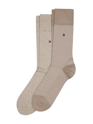 2er Pack Socken mit feinem Muster und Unifarben
