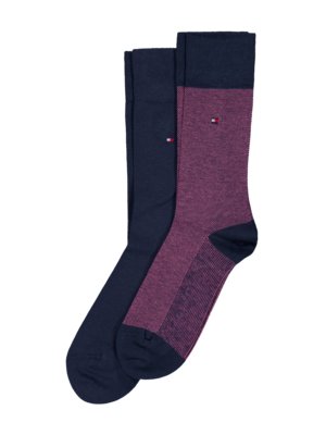 2er Pack Socken mit feinem Muster und Unifarben
