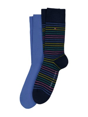 2er-Pack-Socken-mit-Ringelstreifen-und-Unifarben