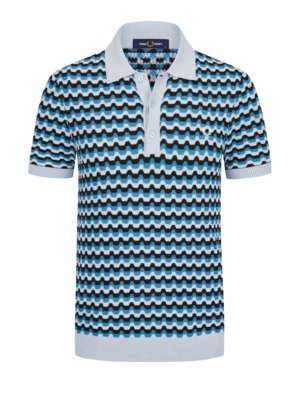 Poloshirt in Frottee-Qualität mit Wellen-Print