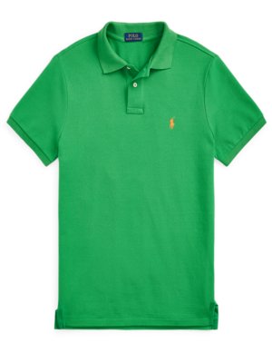Poloshirt mit Logo-Stickerei in Piqué-Qualität, Slim Fit