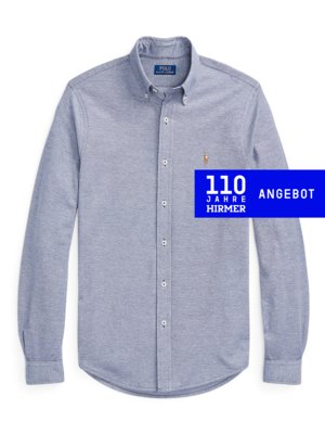 Unifarbenes-Hemd-in-Oxford-Qualität-mit-Poloreiter-Stickerei