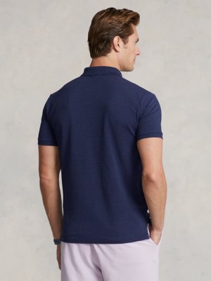 Piqué-Poloshirt-mit-Stretch-und-Poloreiter-Stickerei,-Slim-Fit