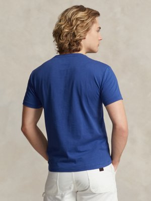 T-Shirt-aus-Baumwolle-mit-Logo-Stickerei,-Custom-Slim-Fit