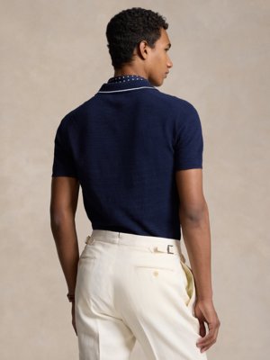 Poloshirt-in-Perlstrick-Qualität-mit-Leinenanteil