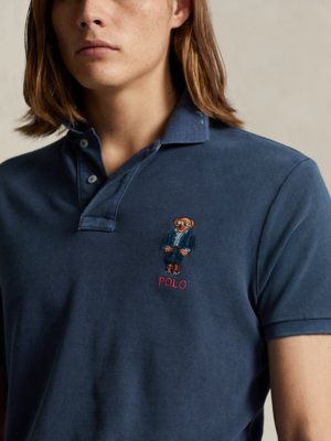 Poloshirt mit Polo-Bear-Stickerei, Custom Slim Fit