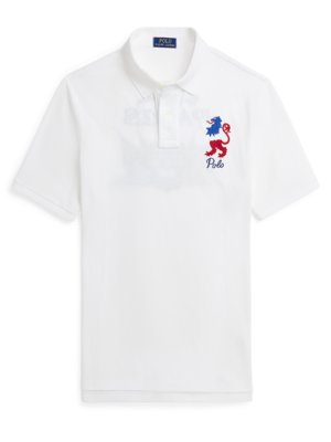 Piqué-Poloshirt-mit-vorder--und-rückenseitiger-Paris-Stickerei,-Classic-Fit