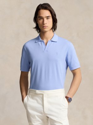 Poloshirt-Piquê-mit-V-Ausschnitt-und-Stretch,-Classic-Fit-