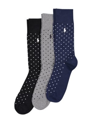 3er Pack Socken mit Polka Dots und Poloreiter-Stickerei, Custom Fit