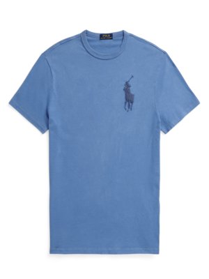 T-Shirt-mit-Acid-Waschung-und-Logo-Stickerei,-Hirmer-110-Jahre-Kollektion