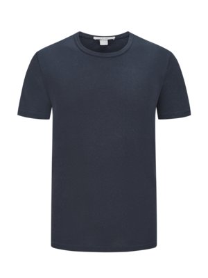 Unifarbenes T-Shirt mit Leinenanteil