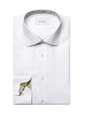Signature-Twill-Hemd mit floralem Ausputz, Contemporary Fit