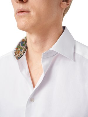 Signature-Twill-Hemd mit floralem Ausputz, Slim Fit