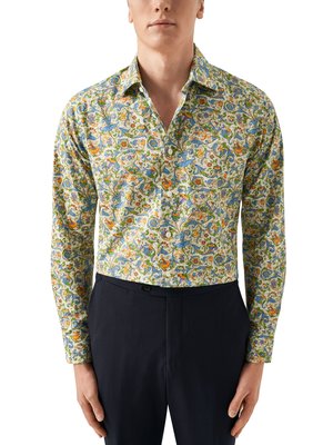 Signature Twill-Hemd mit floralem Print, Slim Fit