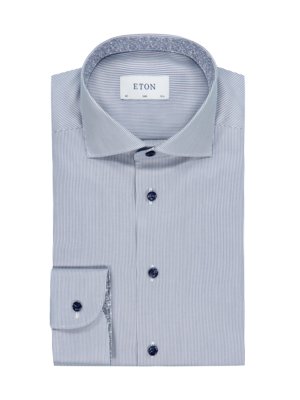 Twill-Hemd mit Fineliner-Streifen und floralem Ausputz, Slim Fit