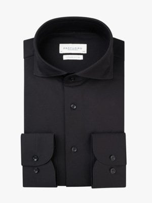 Unifarbens Hemd in Japanese Knitted-Qualität, Slim Fit 