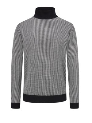 Turtleneck-Pullover mit zweifarbigem Strickmuster