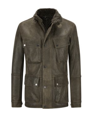 Leder-Fieldjacket mit weicher Schaffell-Innenseite