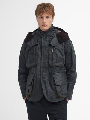 Gewachstes Fieldjacket mit abtrennbarer Kapuze und Sturmriegel