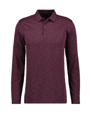 Meliertes Langarm-Poloshirt in Piqué-Qualität, Easy Care