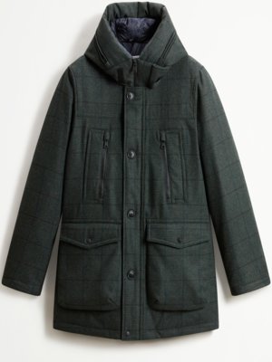 Daunenparka mit Check-Muster und Obermaterial aus einer Wollmischung