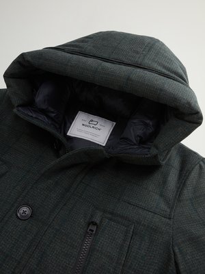 Daunenparka mit Check-Muster und Obermaterial aus einer Wollmischung