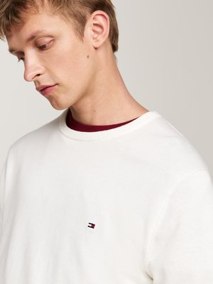 Unifarbener Pullover mit Logo-Stickerei