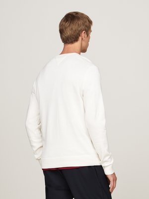 Unifarbener Pullover mit Logo-Stickerei