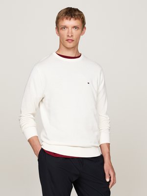 Unifarbener Pullover mit Logo-Stickerei