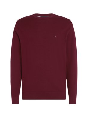 Unifarbener Pullover mit Logo-Stickerei