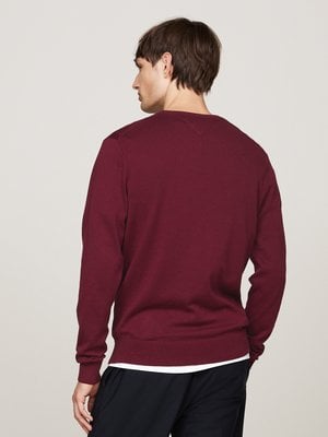 Unifarbener Pullover mit Logo-Stickerei