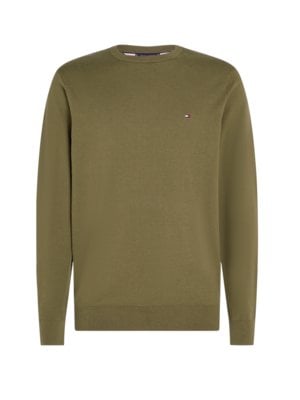 Unifarbener Pullover mit Logo-Stickerei