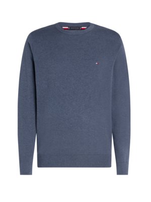 Unifarbener Pullover mit Logo-Stickerei