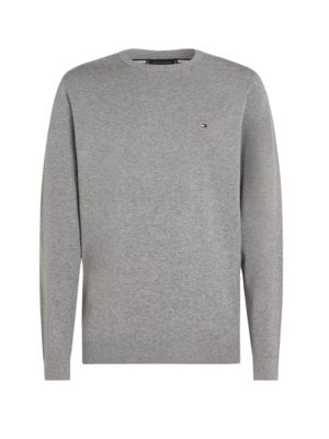 Unifarbener Pullover mit Logo-Stickerei