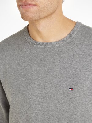 Unifarbener Pullover mit Logo-Stickerei