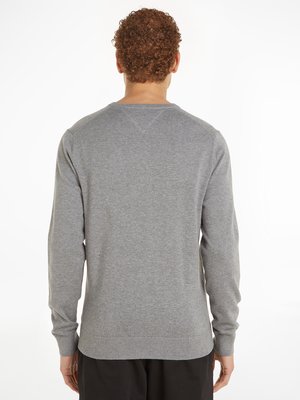 Unifarbener Pullover mit Logo-Stickerei