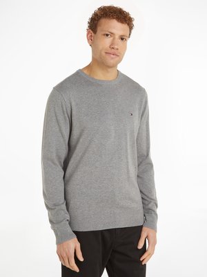 Unifarbener Pullover mit Logo-Stickerei