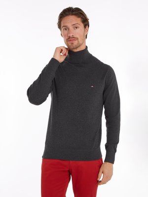 Rollkragenpullover mit Kaschmiranteil und kleiner Logo-Stickerei