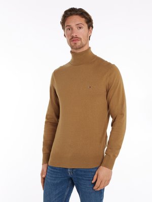 Rollkragenpullover mit Kaschmiranteil und Logo-Stickerei